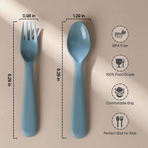 12-Piece Toddler Utensil Set, Plastic Spoon and Fork Set, Child-Safe Plastic Reusable Cutlery, BPA-Free, Dishwasher Safe