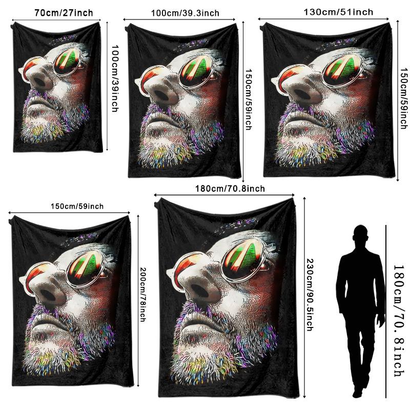 Vintage Color Portrait of a Human Face Flannel Printed Blanket Suitable for All Seasons for Living Room Office Sofa and Travel