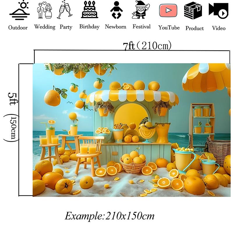 Summer Backdrop Photography Yellow Orange Fruit Store Photo Baby Shower Background Cloth Decoration Newborn Kids Party Backdrops