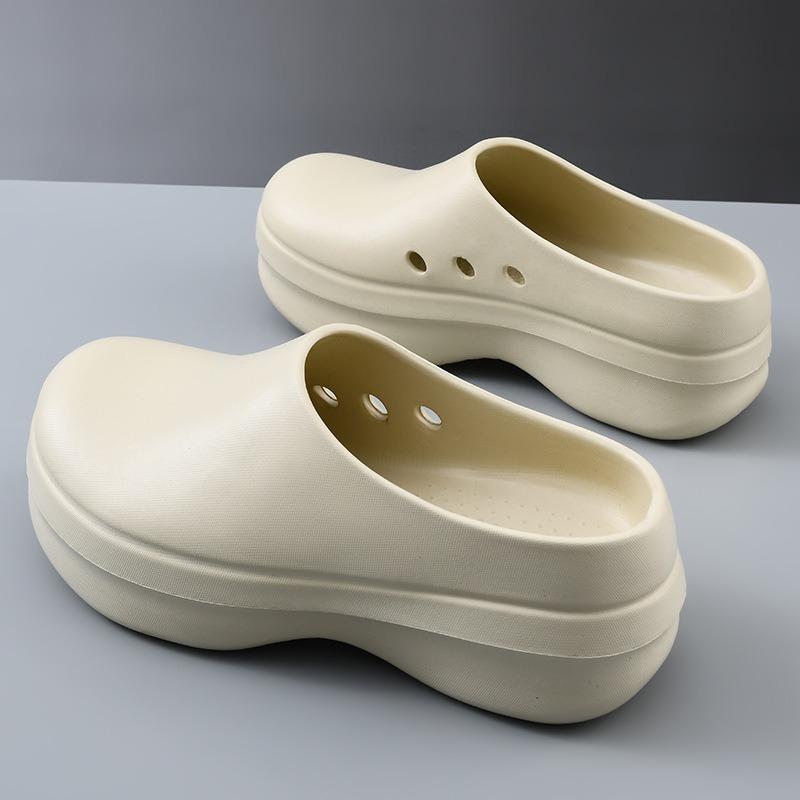 Large size 44-45 beach shoes men's chef shoes one-word sandals thick sole height increase couple