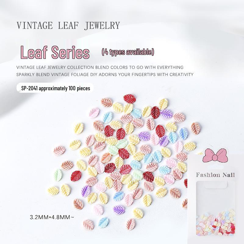 

Green & Colorful Leaf Nail Art Decorations - DIY Resin Pack, Approx. 100 Pieces
