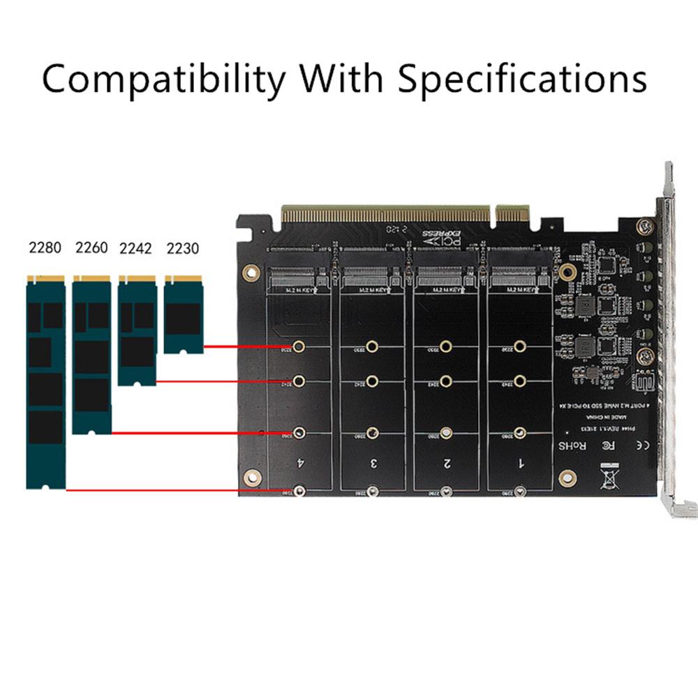 For Motherboard M.2 NVME RAID PCI-E X16 Split Card Array Expansion Adapter Card