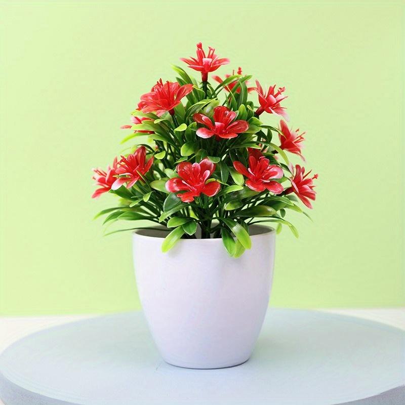 

Artificial Flower Potted Plant Fake Flowers Decoration Plastic Bonsai Indoor Home Office Desktop Decoration Festival Decoration красный