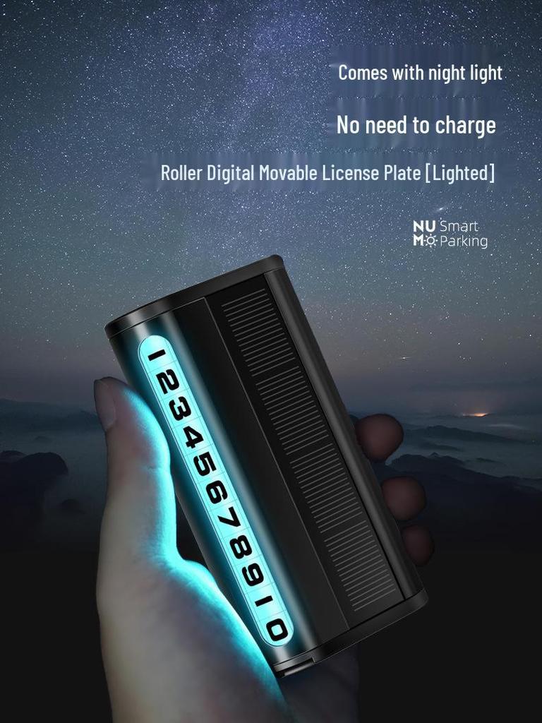Solar-Powered Temporary Car Parking Number Plate with Hidden Phone Number