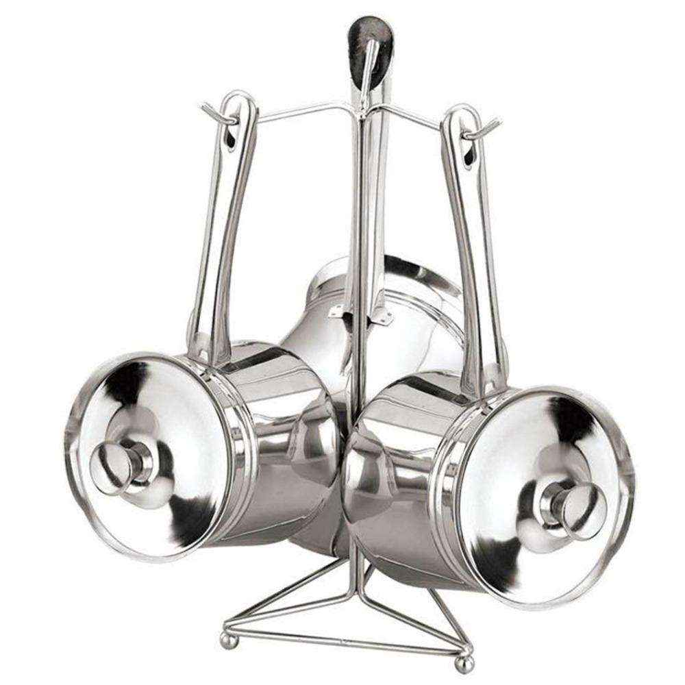 Long Handle Milk Saucepan with Lid Chocolate Melting Pan Portable Turkish Coffee Pot Camping