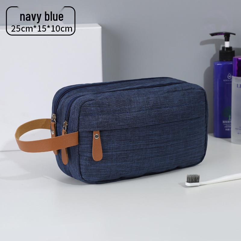 Men's Solid Color Oxford Business Travel Toiletry Bag - Double Layer, Large Capacity, Portable
