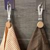1-8PCS Towel Hanging Clips Woven Cotton Rope Bathroom Wood Round Head Metal Hanging Clips  For Home Towel Clothes Storage Hook