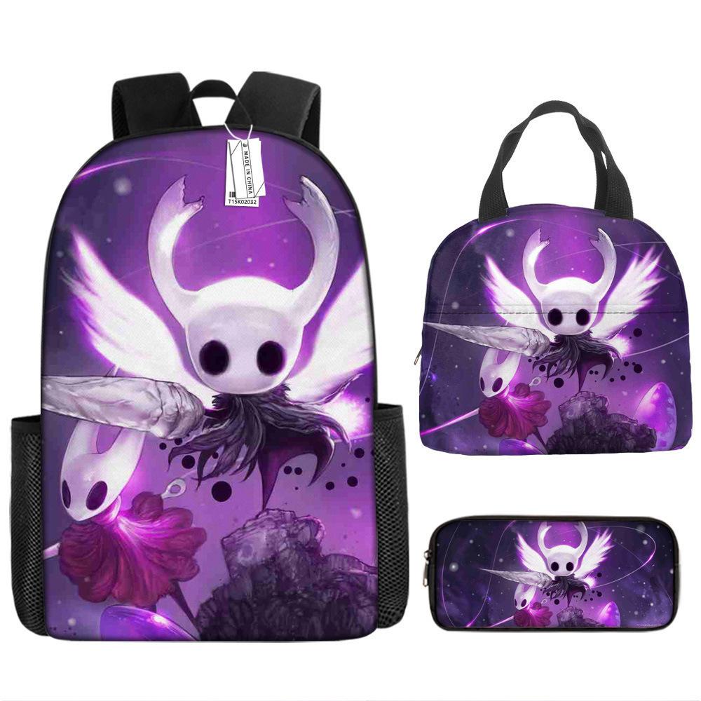 Luxusní Novinka Kreativní Cool Nový Hollow Knight 3D Tisk 3ks/Sada žák Školní tašky Batoh na notebook Denní batoh Batoh Taška na oběd Pouzdro na tužky