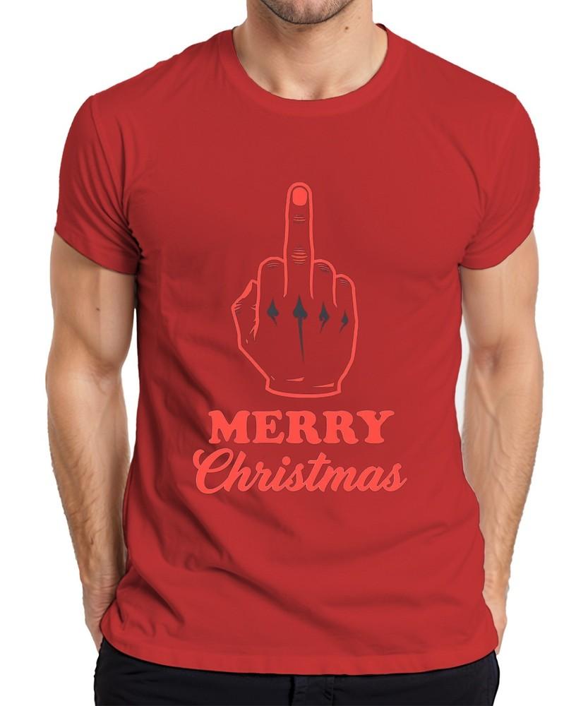 Merry Christmas Middle Finger Cheeky Sarcastic Xmas Funny Unisexs Tshirt