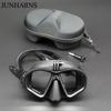 Wet Low Volume Diving Mask Tempered Glass Freedive Mask J-type Diving Mask Snorkel Set with Camera Mount Black