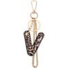 Leopard Letter Keychain for Women, PU leather Initial Letter Keyring Keychain Accessories Purse Handbags Charm