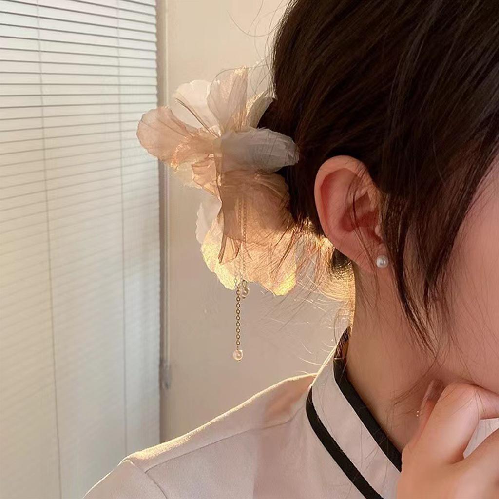 Moño de Flor para el Cabello con Perlas para Mujer Diseño Floral Retro Palillos para el Cabello con Borla de Perla para Mujeres, Niñas y Salón de Peluquería
