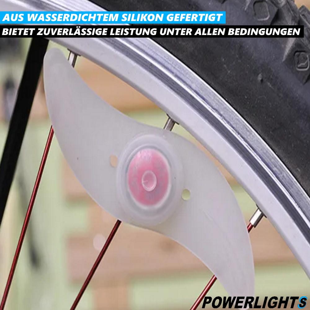 POWERLIGHTS LED Světlo do drátů jízdního kola Osvětlení Světlo na kolo Světlo na ráfek [Sada 2 kusů]