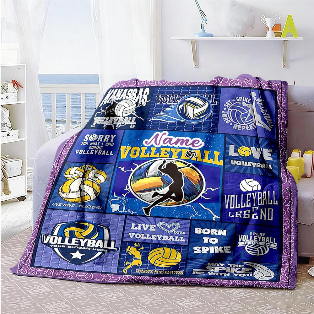 Volleyball444 Personalized Text Blanket Lightweight Customizable Blanket Durable Comfort Versatile for Office Chair Sofa Bed Bedding