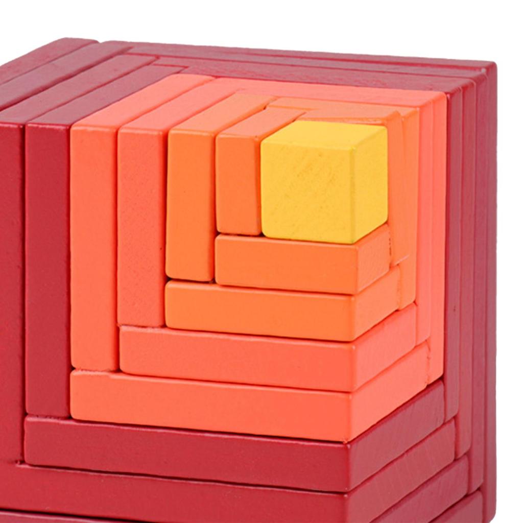 Wood Building Blocks Educational Bricks Montessori Developing Brain Teaser Toy