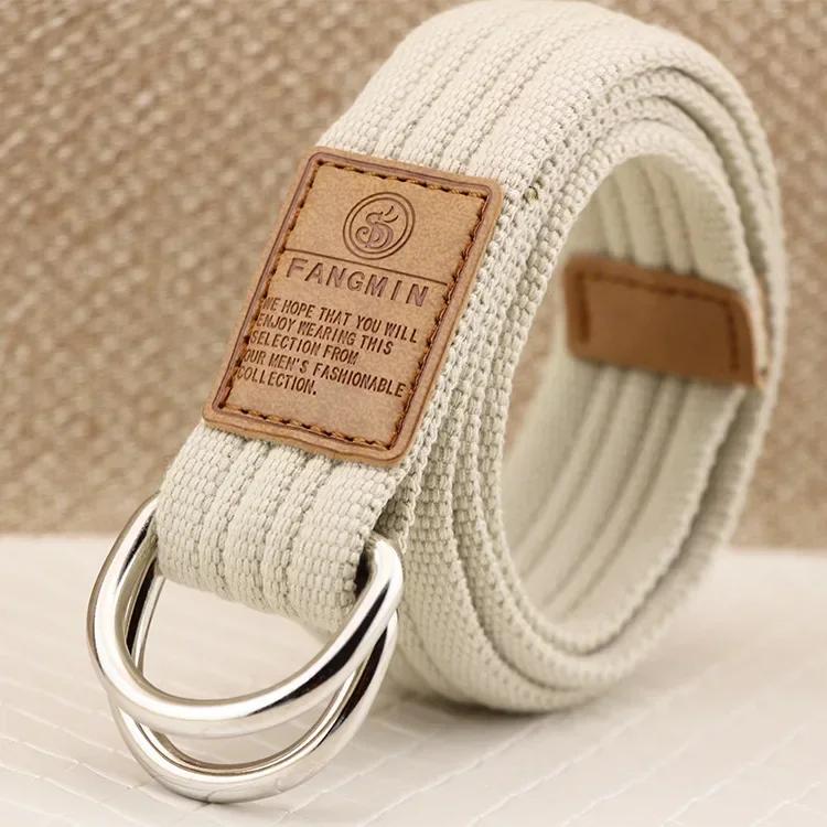 Neuer Unisex Canvas Gürtel mit Doppelschnalle Gürtel Herren Damen Freizeit Business Cowboy Hosen Gürtel