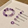 Natural Uruguay Amethyst Crystal Bracelet 12mm Round Beads Purple Mist Galaxy Style Unisex Fashion Accessory