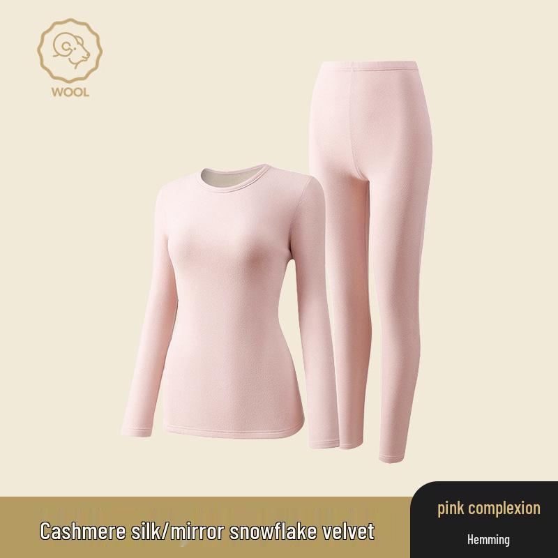 Ropa interior térmica de cachemira y seda alemana: Conjunto Unisex sin Costuras de Cuello Redondo para Otoño e Invierno