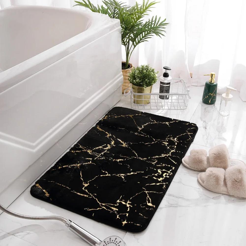 New Bathroom Mat Flannel Bronzing Printing Absorbent Non-slip Mat Living Room Carpet Toilet Bedroom Foot Mat Bathroom Accessorie