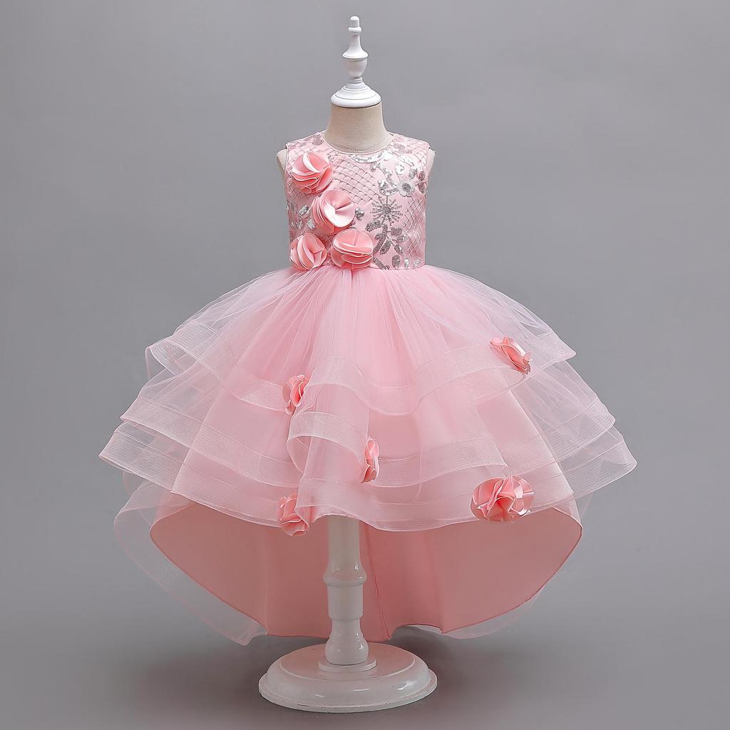 Rochie Formală de Prințesă pentru Fete - Fustă Largă cu Trenă, Perfectă pentru Domnișoare de Onoare, Prezentări de Modă și Spectacole.