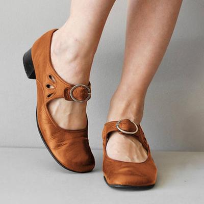Neuer Stil Luxus Damen Schuhe Frühling Niedrige Absätze Einzelne Schuhe Schnalle Flache Dicke Absätze Arbeit Mutter Schuhe Zapatos Mujer