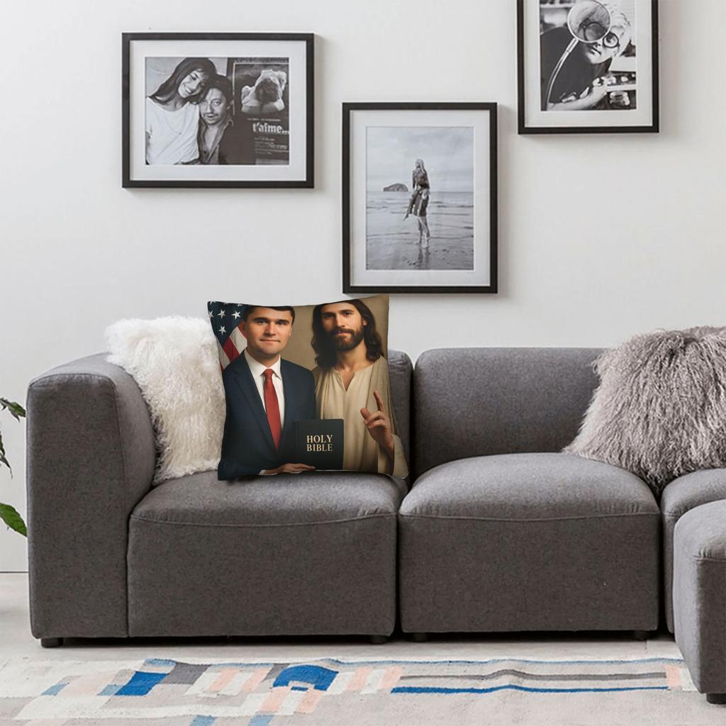 Charlie Kirk Pillowcase Double-Sided Printing Polyester Cushion Cover Decor Pillow Case Cover Car Square 40X40Cm