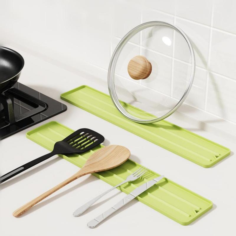 Kitchen Cooking Bench Narrow Slit Pot Lid Anti Dirt Pad Pot Lid Storage Mat Pan Shovel Placement Pad Countertop Placement Mat