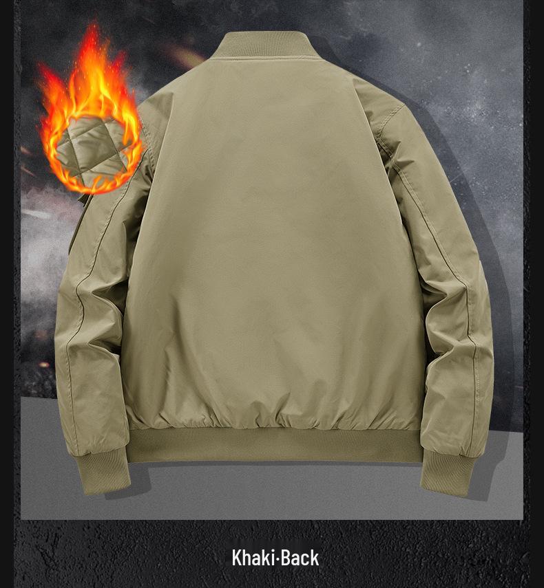 Men's Autumn/Winter Cotton-Padded Windproof Bomber Jacket with Stand Collar