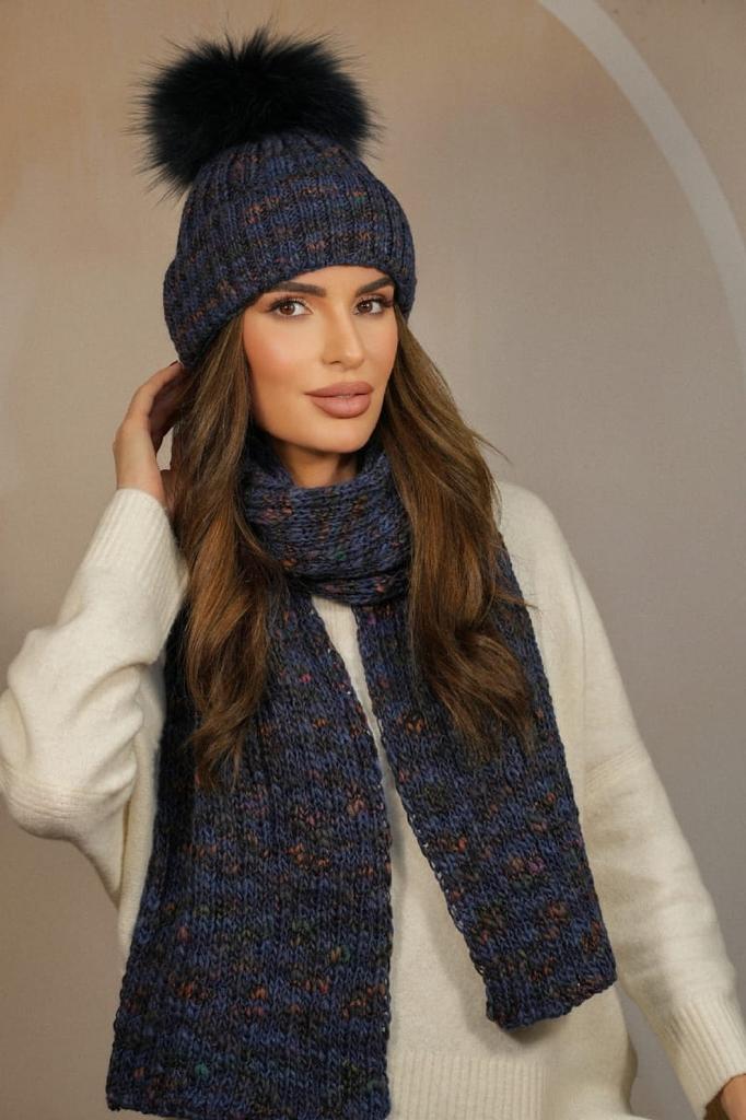 Winter Scarf Multicolor Striped Color Navy Cameo-Pavone
