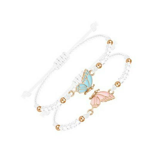 Adjustable Cross-Woven Butterfly Bracelet for Couples & Best Friends - Versatile Sweet Style Hand Jewelry