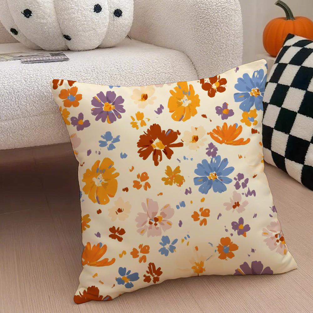 Early Spring Floral Pillow Elegant Fresh Cushion Cover Throw Pillow Cover Hidden Button Durable Polyester Chair Cushion