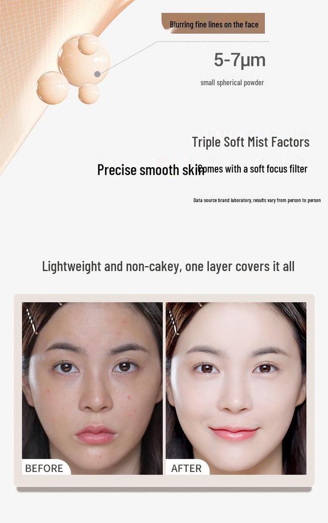 NOVO Flawless Cushion Foundation: Lightweight, Oil-Control, Moisturizing, Waterproof, Long-Lasting Creamy Foundation