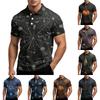 Herren Halloween Print Kurzarm Poloshirt Lockerer Schnitt Lässig Sommer Tägliches Tragen Hemdkragen mit Knöpfen