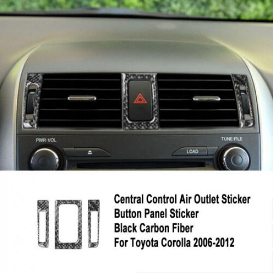 Glossy Carbon Fiber Car Front Center AC Vent Frame Sticker For Corolla 07 08 09