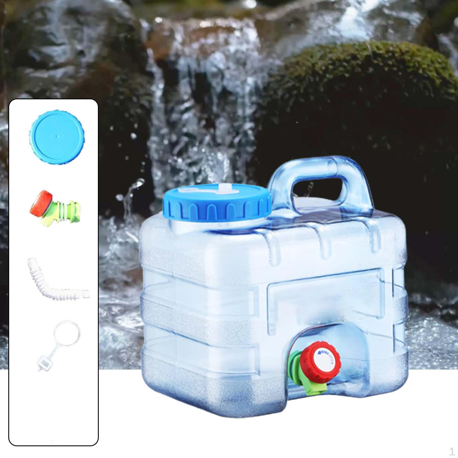 Camping Water Container with Faucet Bucket 10cm Opening Mouth Reusable Food Grade PC Material 7.5 Liters