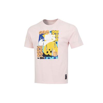 Cartoon Smile Basketball Print Breathable Sports Short Sleeve T-Shirt Men Tops Light-Pink DQ1013-610