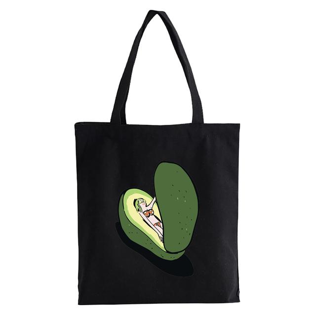 Cartoon avocado Print Canvas Shopping Tote Bag Reusable Women Shopper Bag Fashion Kawaii Female Eco Handbag