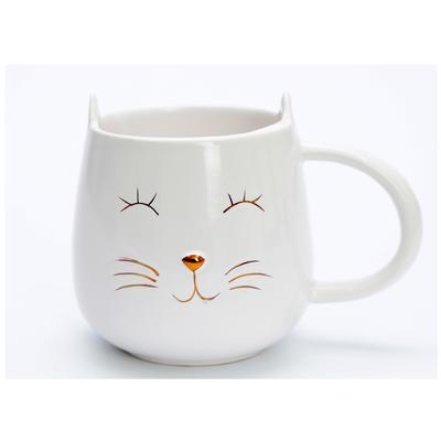 [A0012] - Ceramic Mug "Cats" Ivory Gold - 10x9 Cm