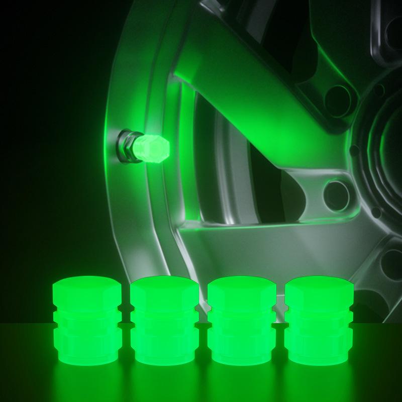 Glow In The Dark Luminous Valve Caps - Fluorescent Tire Hub Covers for Car Motorcycle Bike Wheel Decoration Plugs