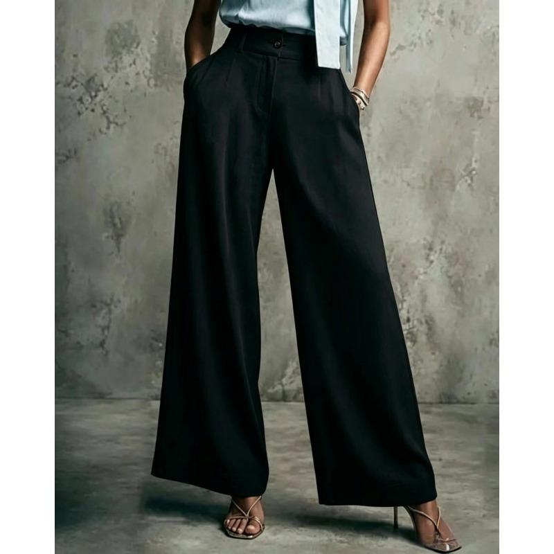New Style Women's Solid-color Wide-leg High-waist Loose-fitting Slimming Casual Pants