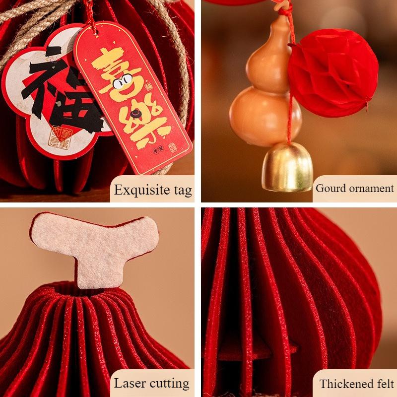 2pcs New Year's Decoration Pendant, gourd small lantern pendant, Year of the Horse 2026 New Year atmosphere layout, home decoration