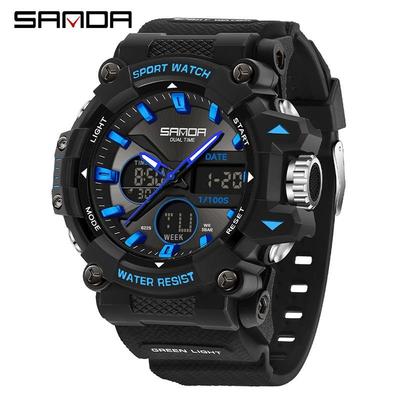 Fashion Sports Casual Electronic Man Watch Dual Digital Display Luminous Waterproof Multi-functional Watches for Men