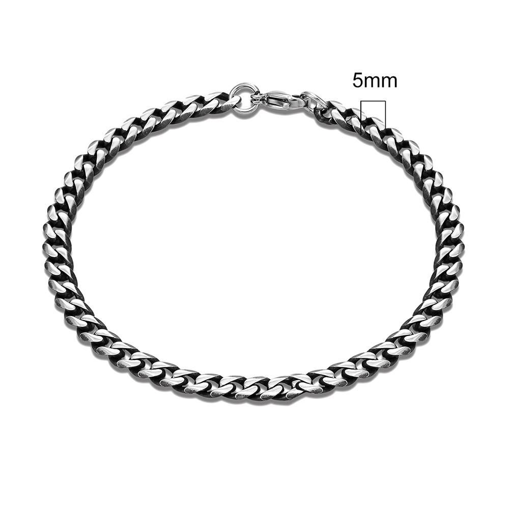 Punk Vintage Oxidized Black 3-11mm Stainless Steel Dainty Curb Cuban Link Chain Bracelets for Women Stacking Jewelry