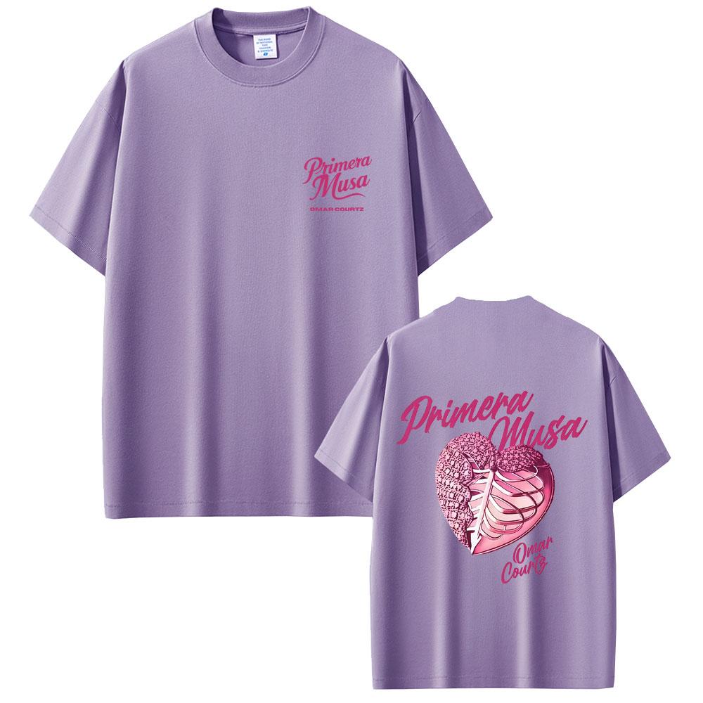 Rapper Omar Courtz Primera Musa Herz T-Shirts Herren Damen Hip Hop Mode Popmusik Streetwear Männlich Vintage Oversized T-Shirts