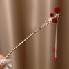 Haarnadel mit roter Blume und Quaste im chinesischen Stil für Damen