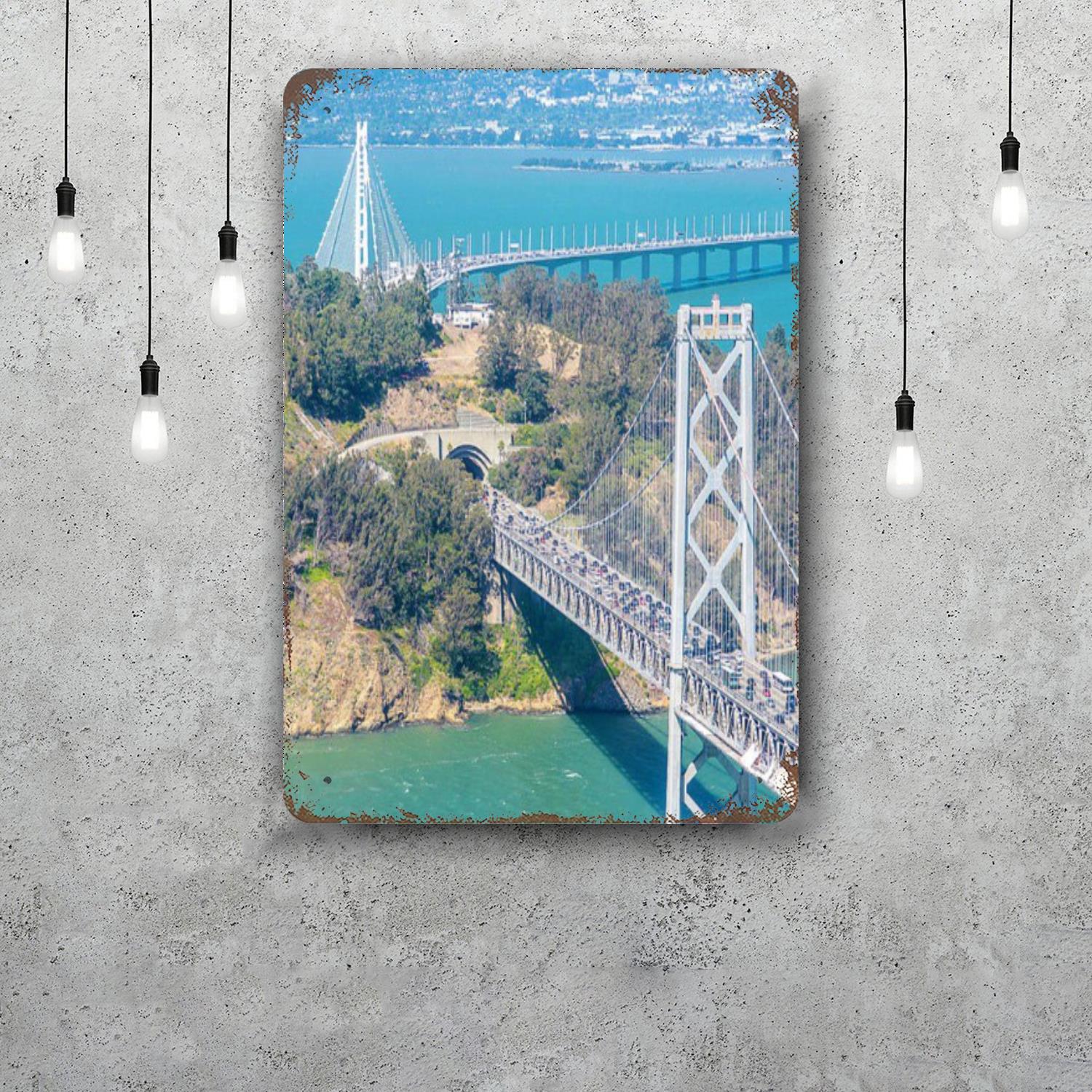 

bay bridge landmark Funny Bar Metal Sign Retro Plaque Vintage Sign Alcohol Drinker Pub Club Man Cave Kitchen 20x30cm（7.8x11.8inch）