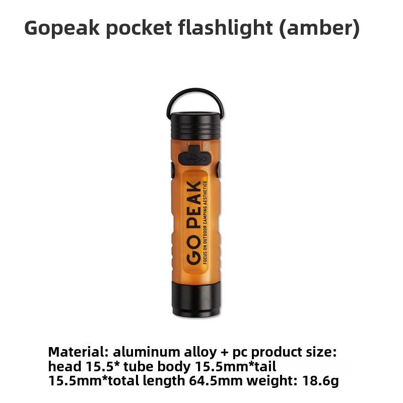 Gopeak Mini Pocket LED Flashlight USB Rechargeable Torch Keychain Clip Cap Light Long Endurance Emergency Hiking Camping Outdoor