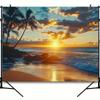 2D Flat Banner, Set of 1, Sunset Beach Scene Tapestry - Colorful Tropical Style Wall Decoration