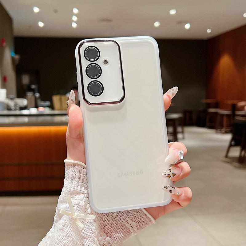 Solid Color Frame Soft Clear Phone Shell For Samsung S25 Ultra S24 FE S23 Plus S22 S21 A55 A16 A35 A54 A34 A15 Transparent Shockproof Slim Case Cover