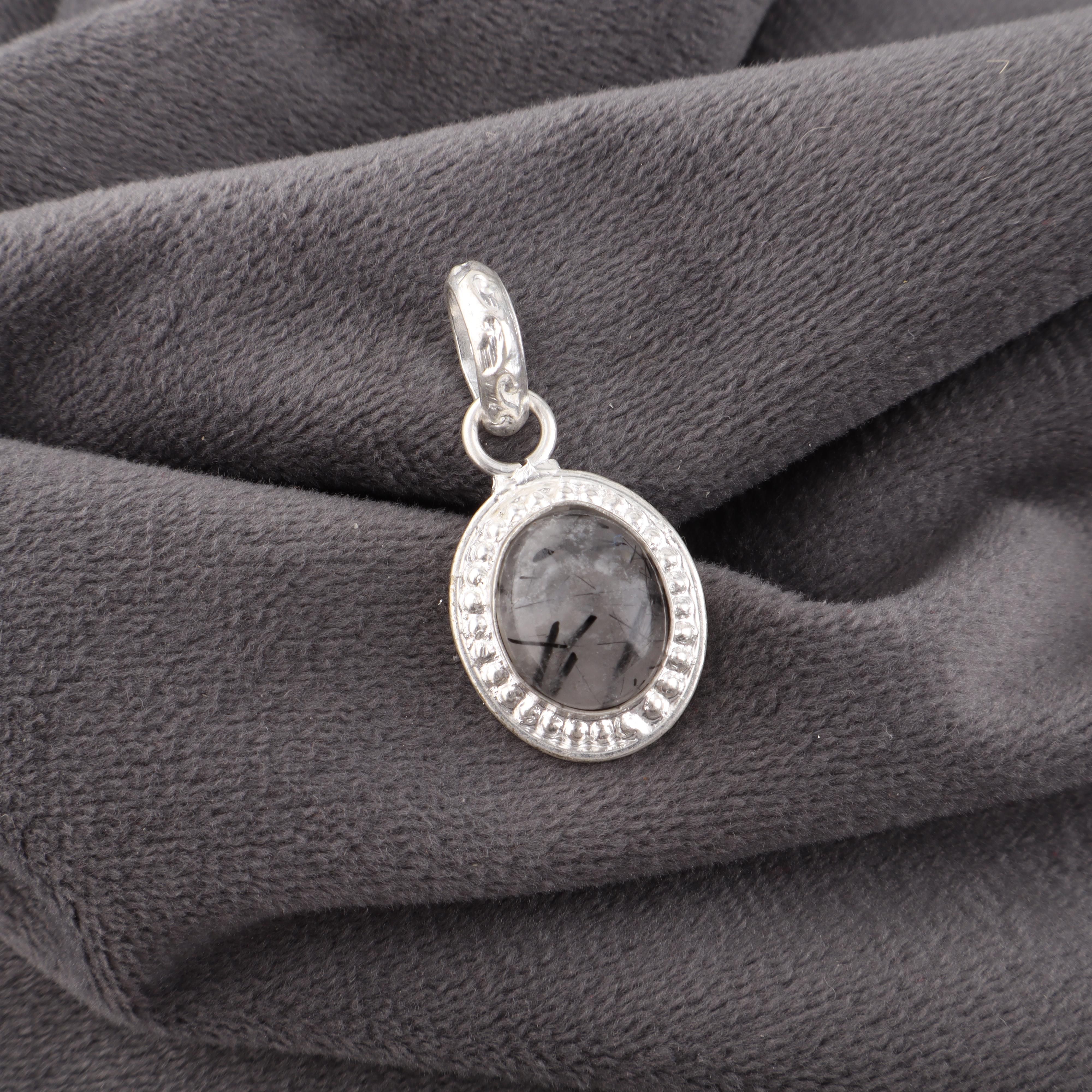 

Украшения из драгоценных камней Черного Рутила, Подвеска из стерлингового серебра 925 пробы, Красивая серебряная подвеска, Богемные украшения ручной работы для свадебного подарка 1.20 Inches чёрный